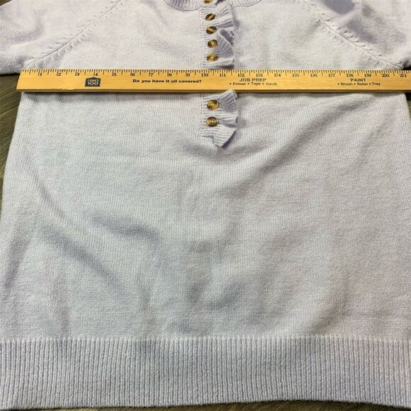 Ecowish Women's XL Purple Ruffle Knit Button Down Cardigan Sweater Long Sleeve - Picture 5 of 7